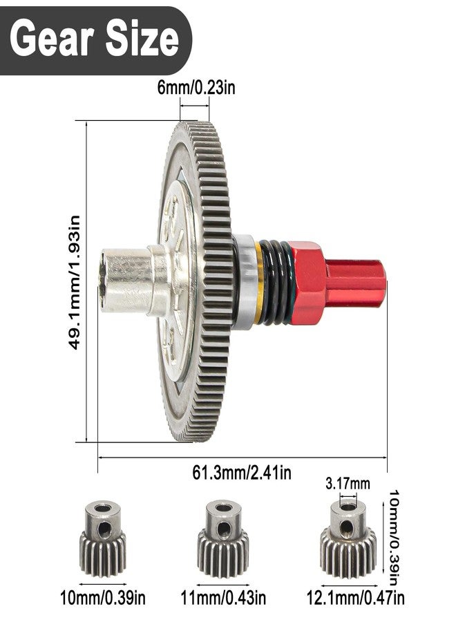 LRFHL 91T Slipper Gear Set Differential Upgrade Parts Metal Gear Compatible with Arrma Senton 1/10 RC Car (Red) - Image 2